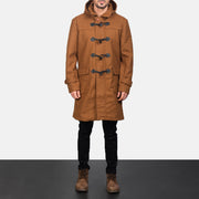 
Vue détaillée of Shirt with Removable Hood & Toggle Buttons with Placket & Zipper Hardware on Drake Khaki Wool Duffle Coat