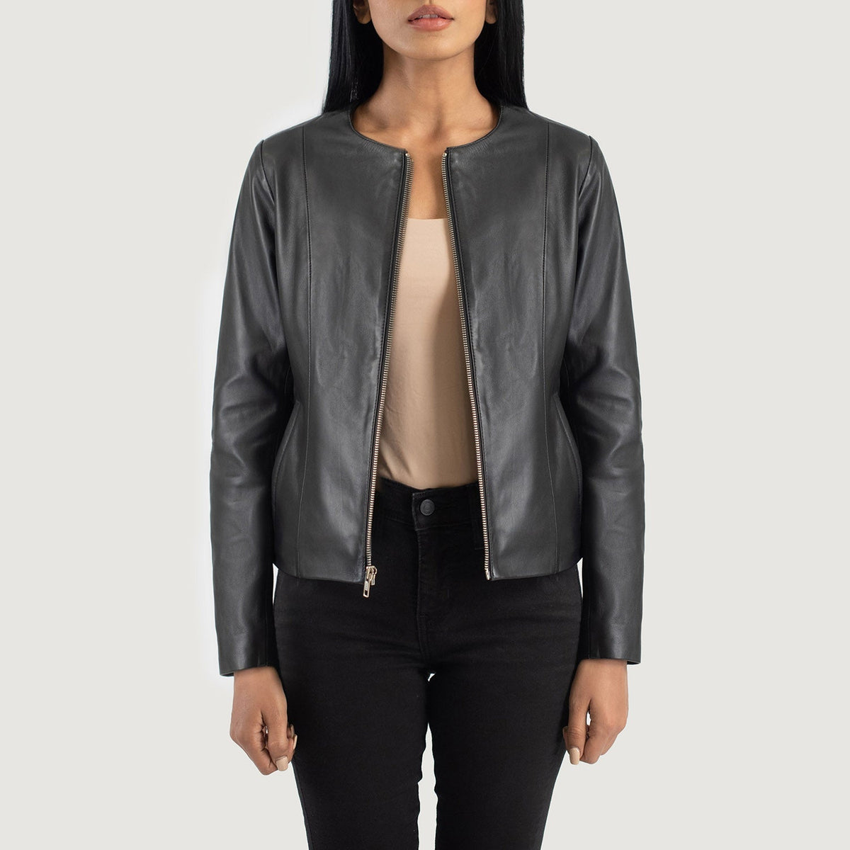 
Elixir Collarless Veste en Cuir pour Femme – alternate product view 1