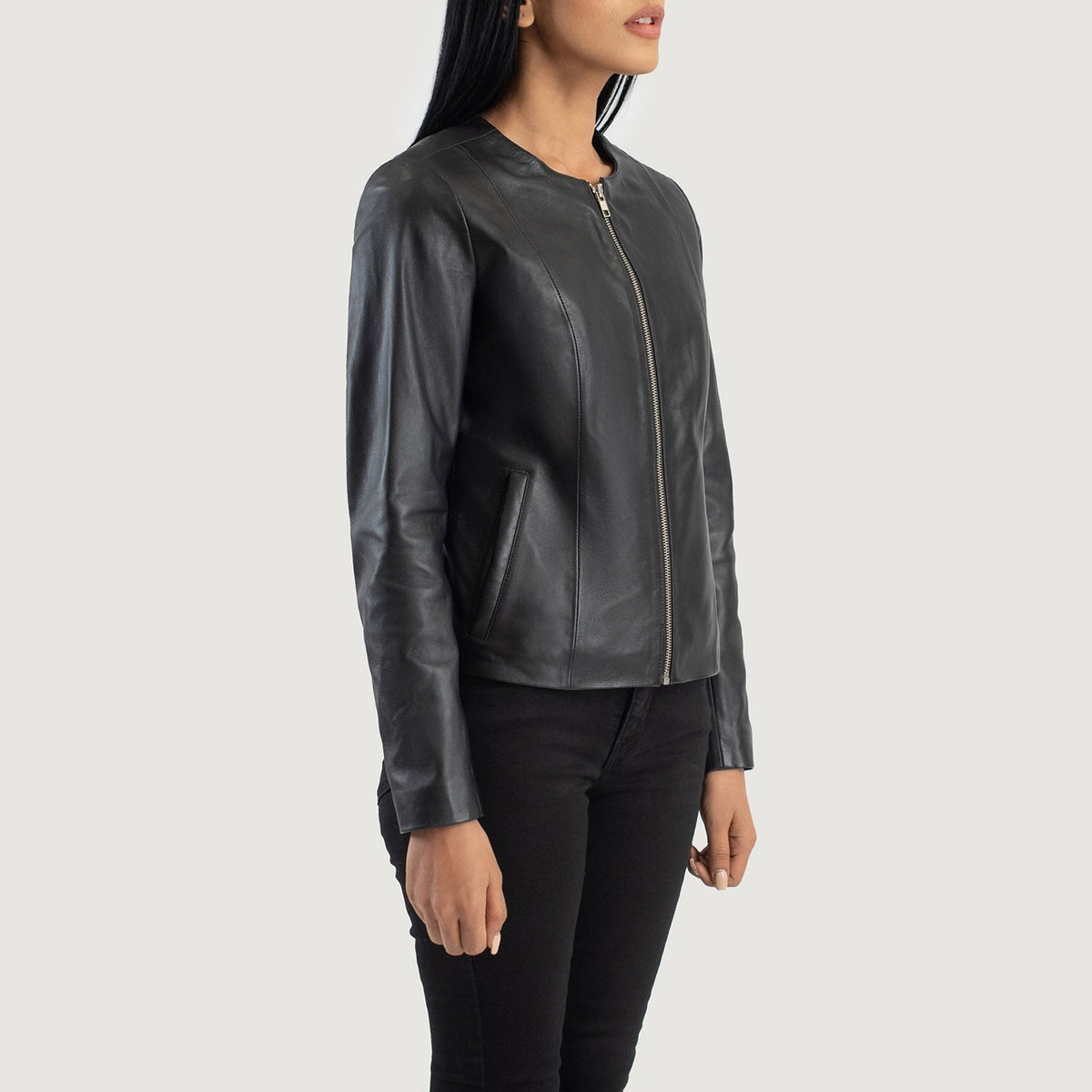 
Elixir Collarless Veste en Cuir pour Femme – alternate product view 2