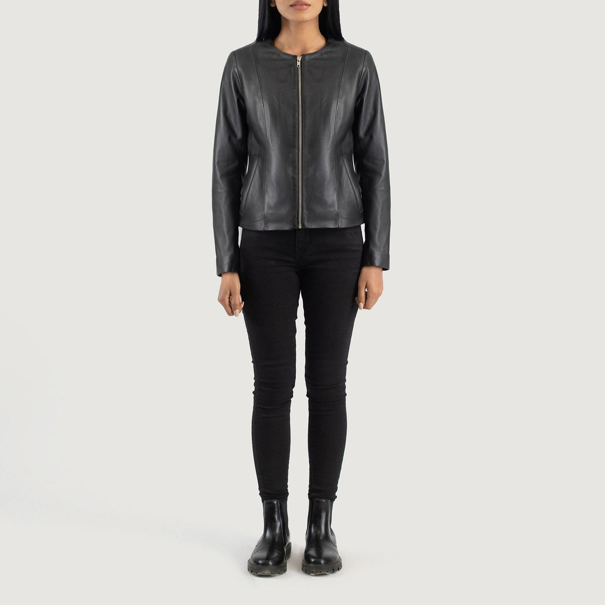 
Elixir Collarless Veste en Cuir pour Femme – alternate product view 3