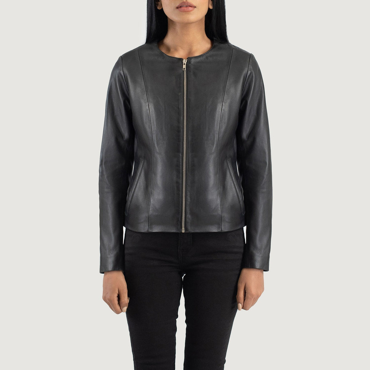 
Elixir Collarless Veste en Cuir pour Femme – alternate product view 4