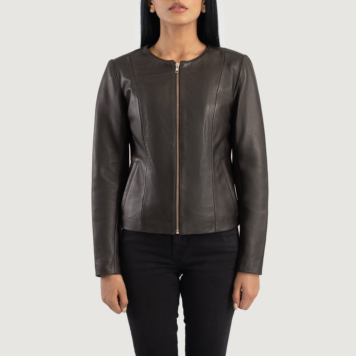 
Elixir Collarless Veste en Cuir pour Femme – alternate product view 4