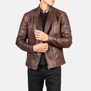 Faisor Mocha Veste Motard en Cuir pour Homme – Vue produit alternative 6