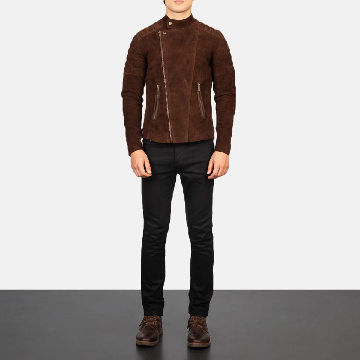 Faisor Mocha Veste Motard en Cuir pour Homme – Vue produit alternative 3