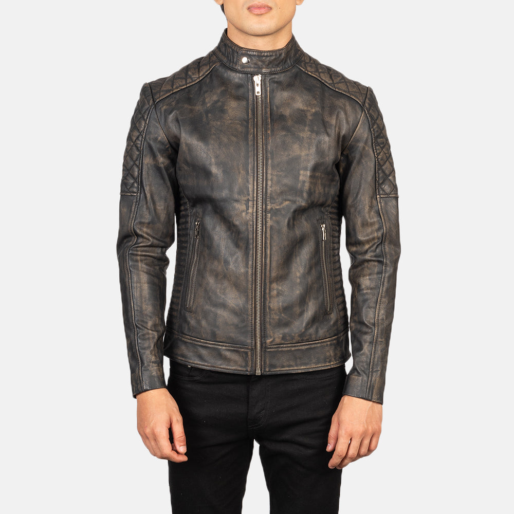 Fernando Matelassé Veste Motard en Cuir pour Homme – Vue produit alternative 4