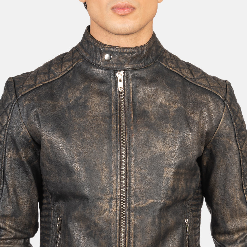 Fernando Matelassé Veste Motard en Cuir pour Homme – Vue produit alternative 6
