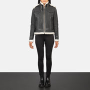 Fiona Hooded Veste en Peau Lainée pour Femme – Vue produit alternative 3