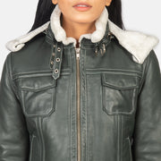 Fiona Hooded Veste en Peau Lainée pour Femme – Vue produit alternative 6
