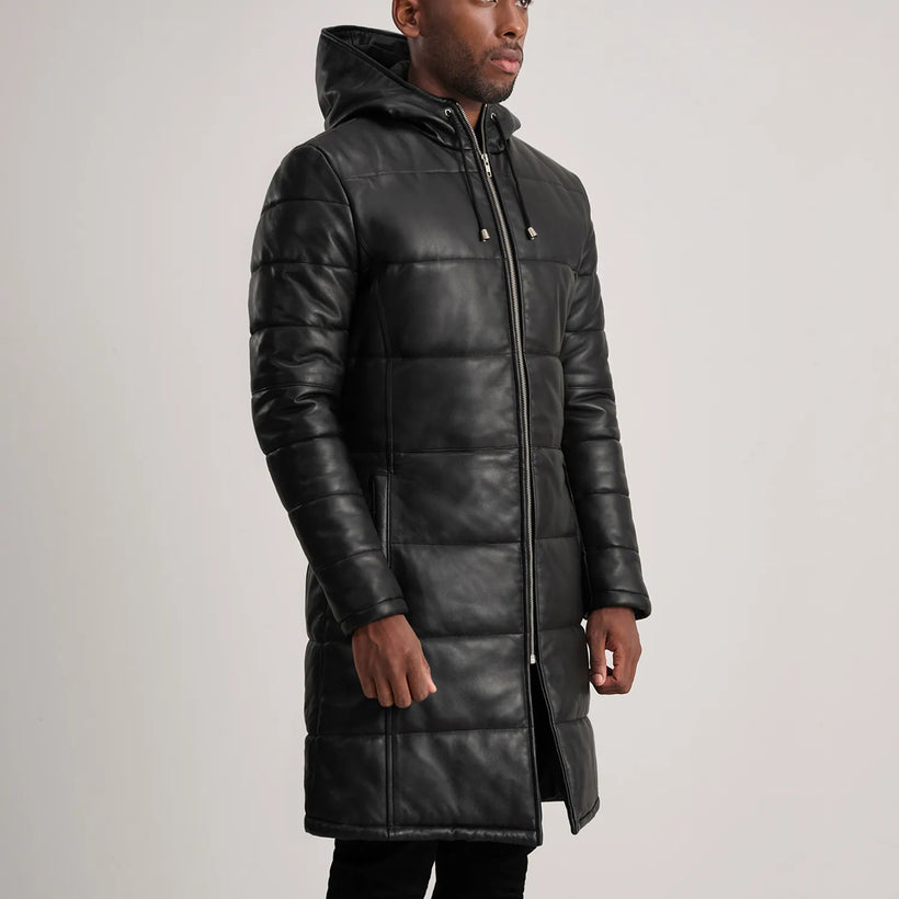 Floyd Manteau en Cuir Camel Puffer Veste en Cuir pour Homme