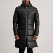 
Vue détaillée of Hooded & Zipper Hardware on Floyd Tan Hooded Leather Puffer Coat