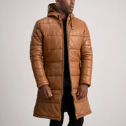 
Floyd Manteau en Cuir Camel Puffer Veste en Cuir pour Homme – alternate product view 1