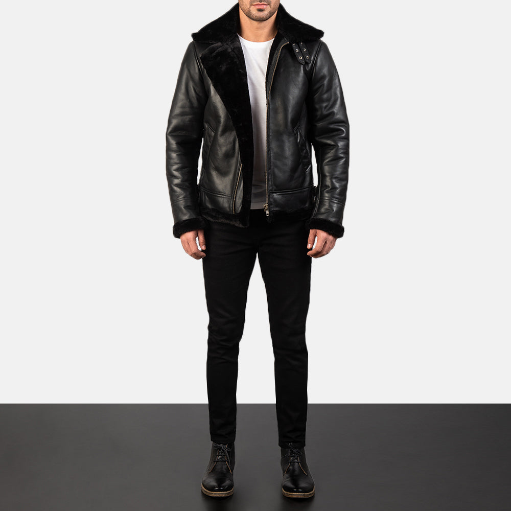 
Francis B-3 Noir Blouson Bombardier en Cuir pour Homme – alternate product view 3