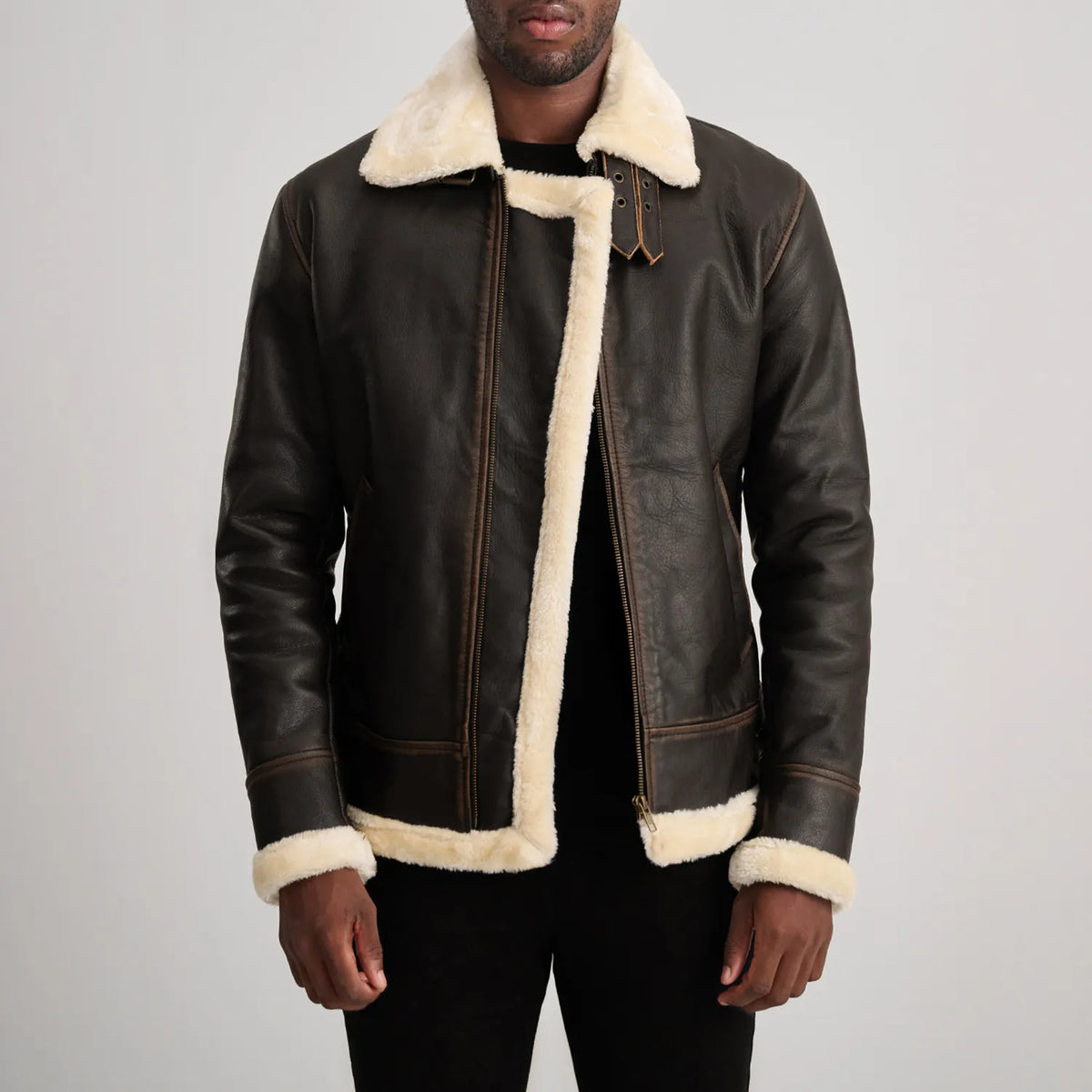 
Francis B-3 Noir Blouson Bombardier en Cuir pour Homme – alternate product view 1