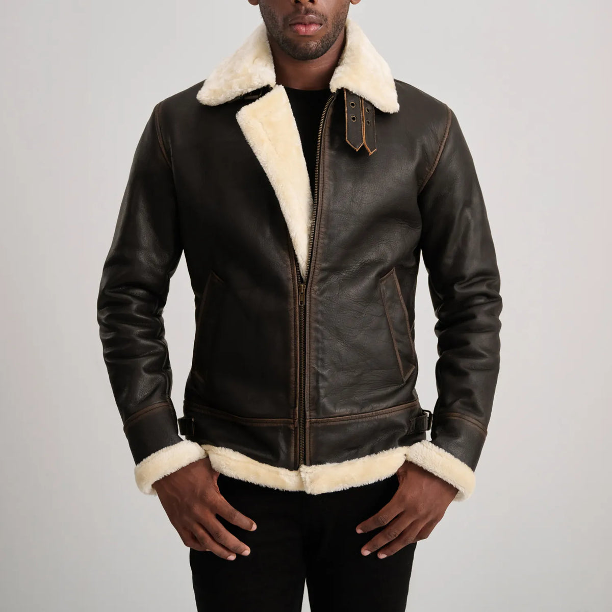 
Francis B-3 Noir Blouson Bombardier en Cuir pour Homme – alternate product view 4