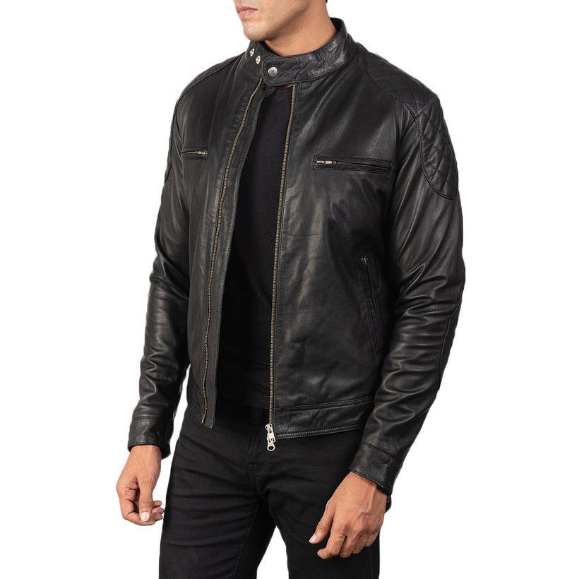 Gatsby Noir Veste Motard en Cuir pour Homme