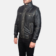 Black Cowhide Leather Bomber Jacket - Vue de dos avec coupe ajustée aux épaules &amp; ourlet soigné