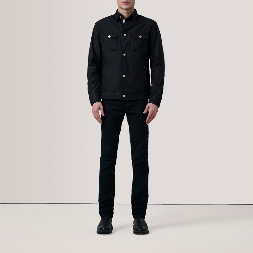 Irwin Noir Waxed Canvas Field Veste en Cuir pour Homme