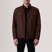 Irwin Marron Waxed Canvas Field Veste en Cuir pour Homme For Men in Brown Waxed Cotton Canvas - Vue de face &amp; silhouette ajustée | Acheter en ligne