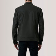 Vue détaillée of Classic Collar &amp; Button Hardware on Irwin Olive Waxed Canvas Field Veste en Cuir pour Homme For Men