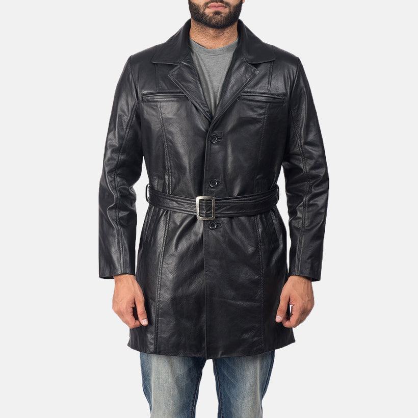 Jordan Noir Manteau en Cuir pour Homme