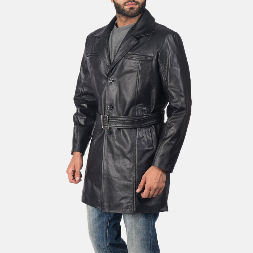 Jordan Noir Manteau en Cuir pour Homme