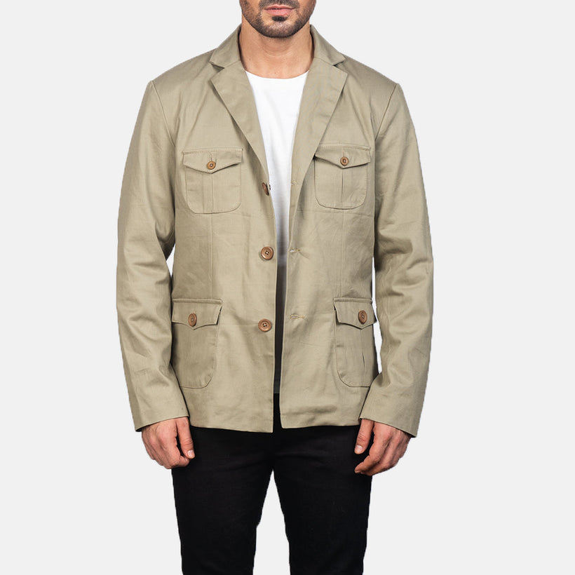 Kajetan Beige Safari Veste en Cuir pour Homme