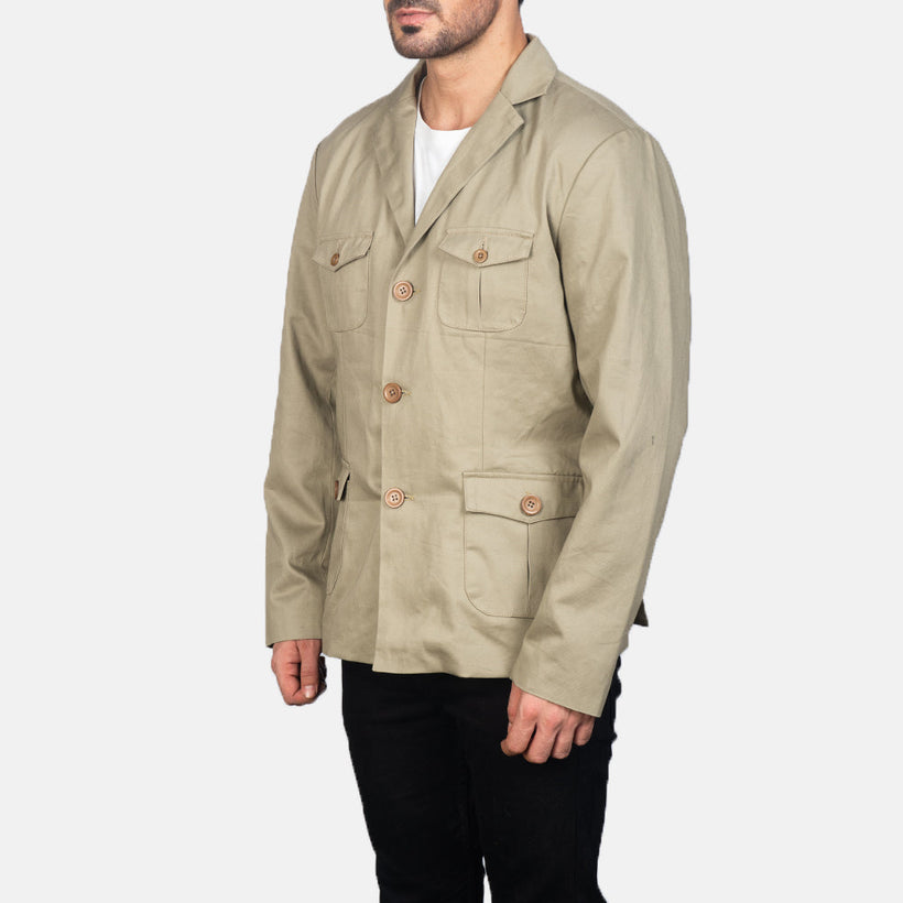 Kajetan Beige Safari Veste en Cuir pour Homme