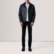 Brown Sheepskin Leather Biker Jacket - Vue de dos avec coupe ajustée aux épaules &amp; ourlet soigné