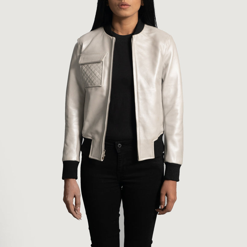 Lana Silver Blouson Bombardier en Cuir pour Femme