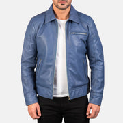 Men's Lavendard Brown Leather Biker Jacket in Brown Cowhide Leather - Vue de face &amp; silhouette ajustée | Acheter en ligne