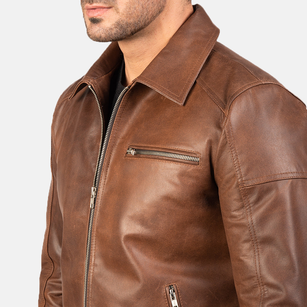 Lavendard Veste Motard en Cuir pour Homme – Vue produit alternative 5