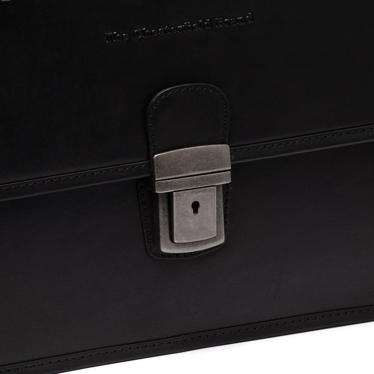 Classic 100% Full-Grain leather Briefcase - Rear Perspective Showing Reinforced Leather Straps & Stitching
