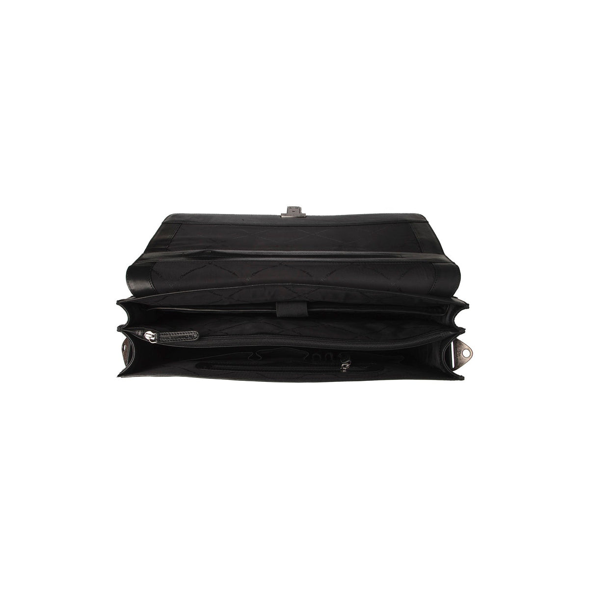 Solid Antique Brass Hardware &amp; Heavy-Duty Dual Zipper Detail on Salvatore Full-Grain Leather Briefcase pour Homme