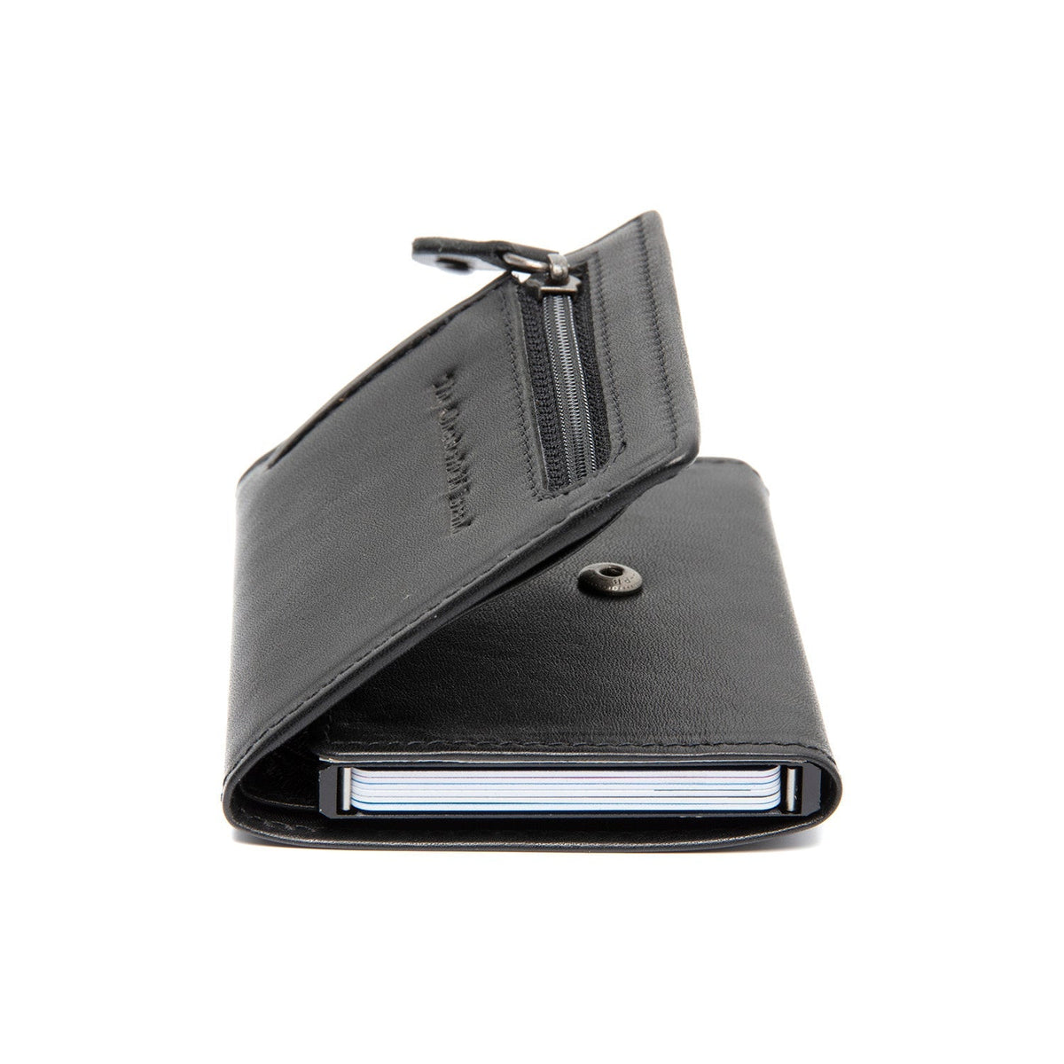 Solid Antique Brass Hardware &amp; Heavy-Duty Dual Zipper Detail on Gabriela Full-Grain Leather Card Holder pour Femme