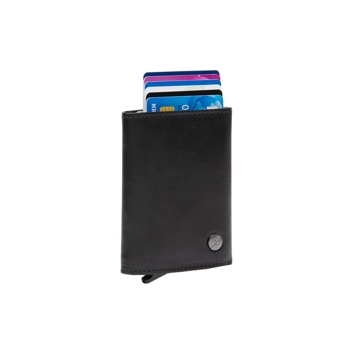 Gabriela Full-Grain Leather Card Holder pour Femme in Classic 100% Full-Grain Leather - Full Exterior Front Profile View | Acheter en ligne