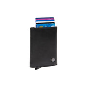 Gabriela Full-Grain Leather Card Holder pour Femme in Classic 100% Full-Grain Leather - Full Exterior Front Profile View | Acheter en ligne