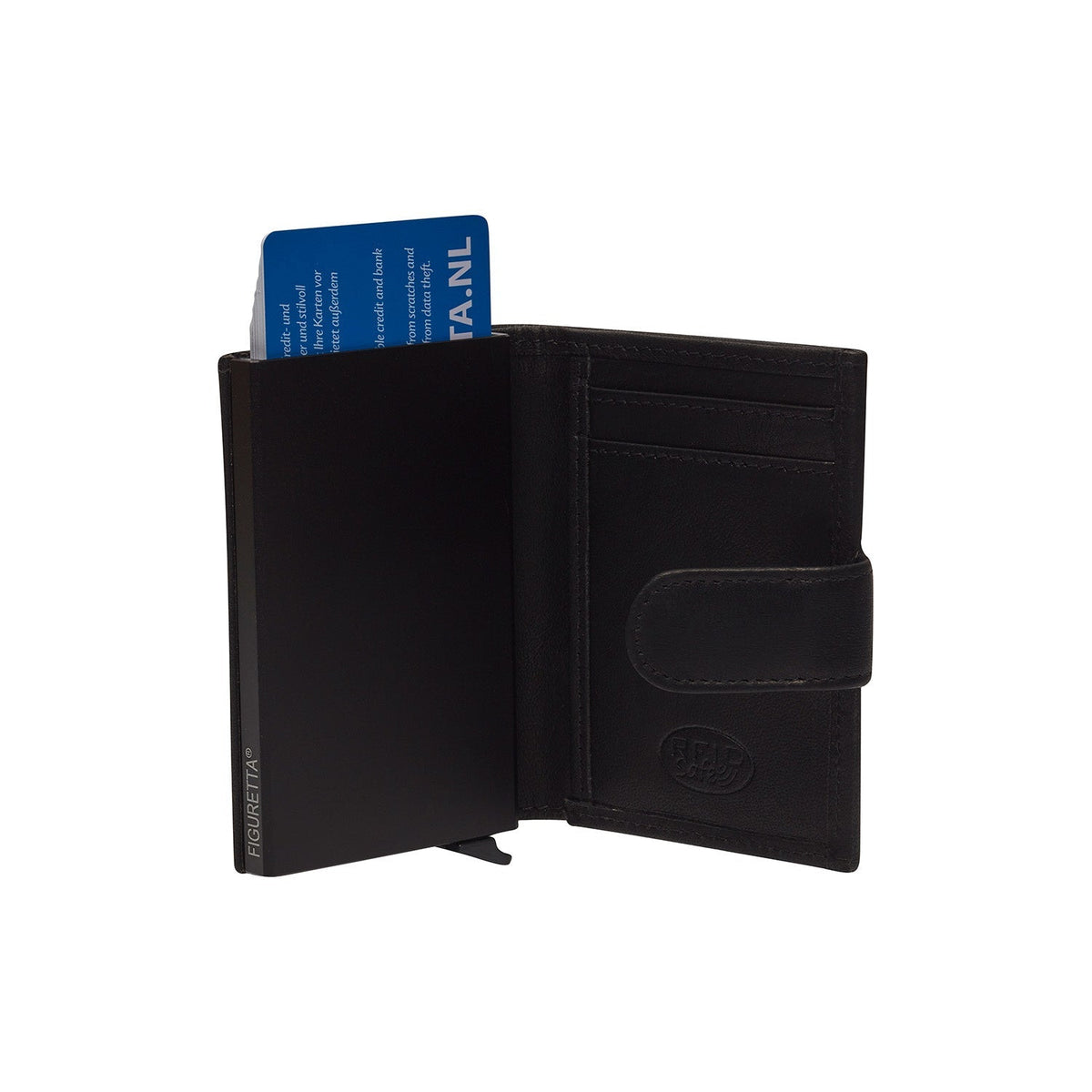 Solid Antique Brass Hardware &amp; Heavy-Duty Dual Zipper Detail on Hannover Full-Grain Leather Card Holder pour Femme