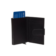 Solid Antique Brass Hardware &amp; Heavy-Duty Dual Zipper Detail on Hannover Full-Grain Leather Card Holder pour Femme