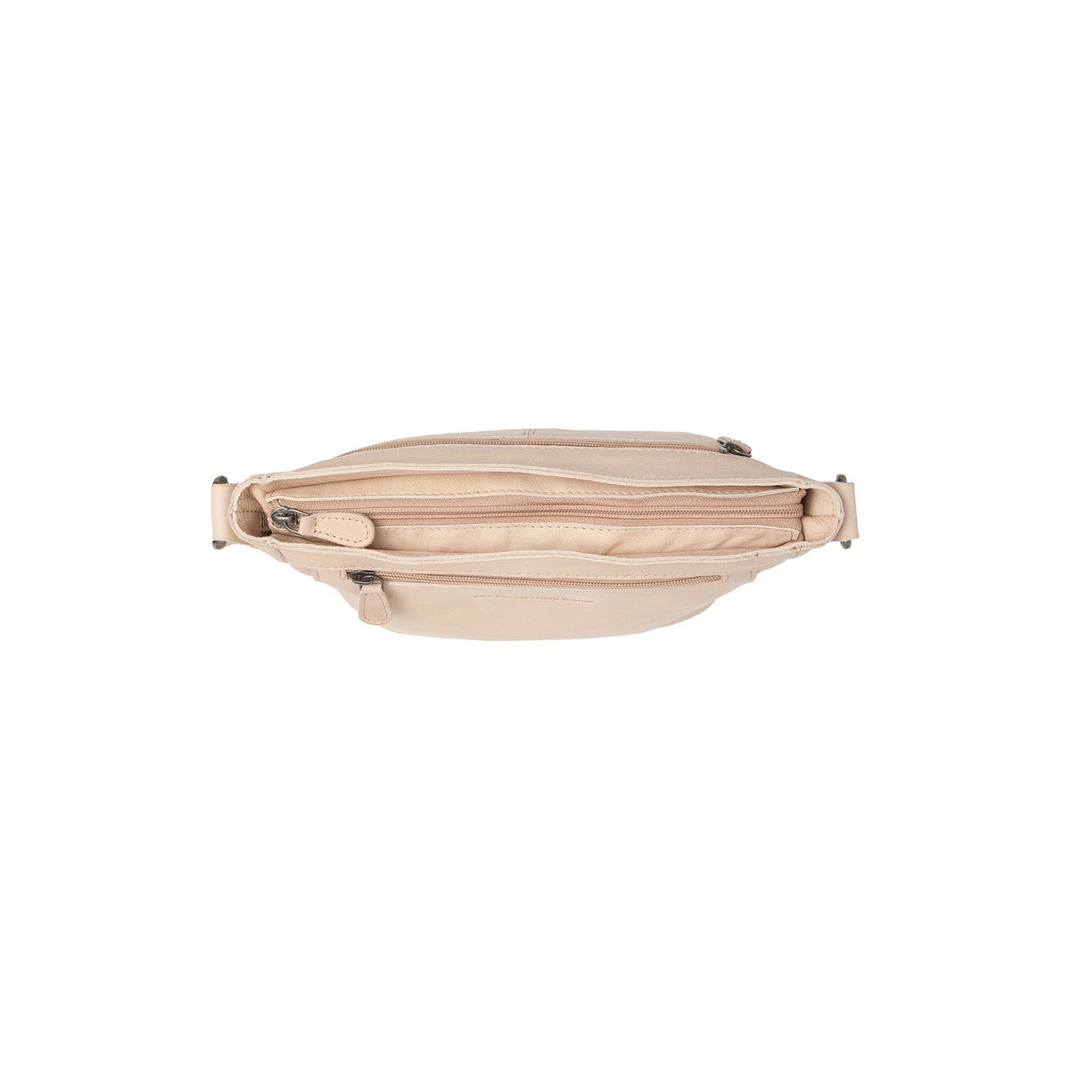 
Solid Antique Brass Hardware & Heavy-Duty Dual Zipper Detail on Aston Sac besace en cuir pleine fleur