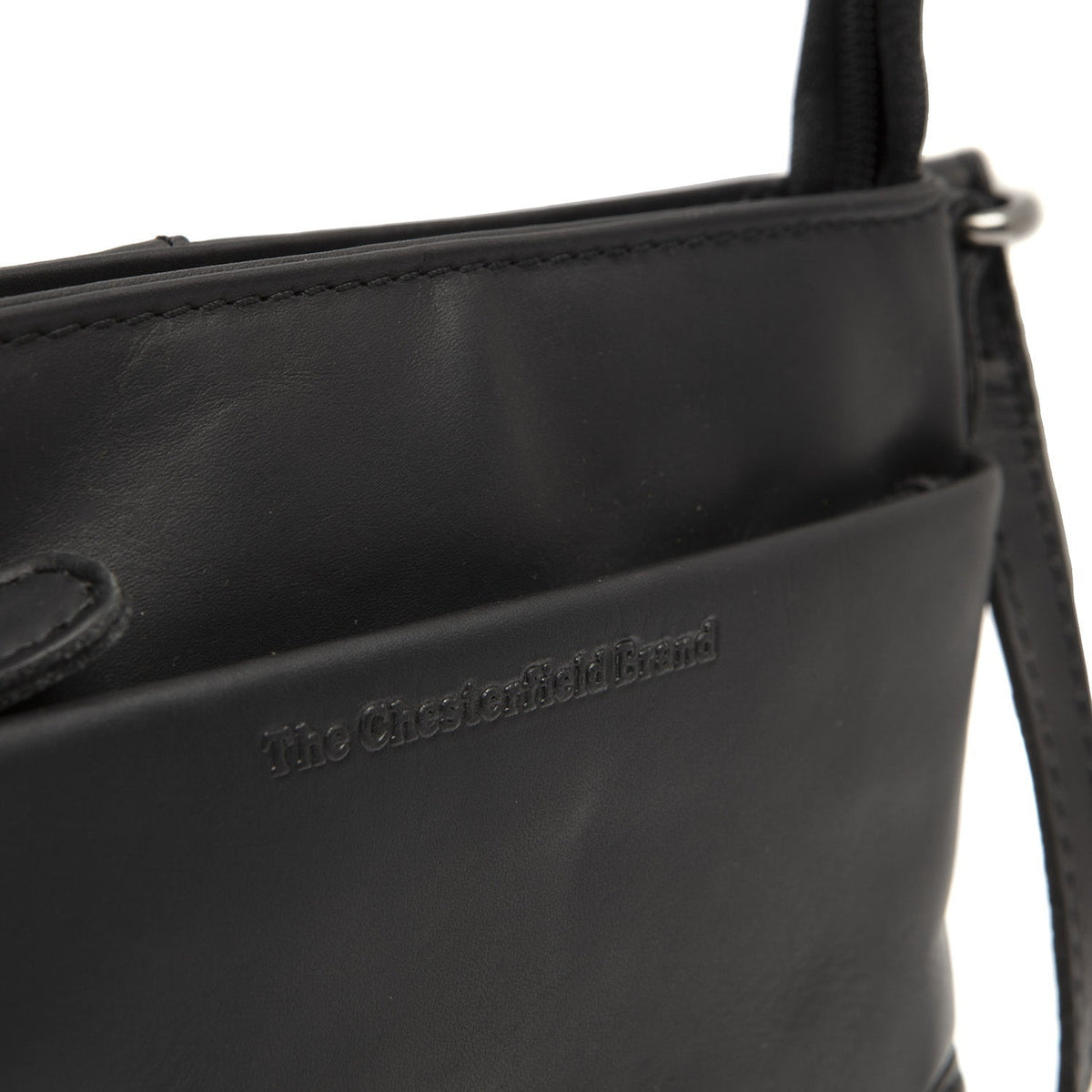 Solid Antique Brass Hardware &amp; Heavy-Duty Dual Zipper Detail on Salerno Full-Grain Leather Crossbody Bag pour Femme