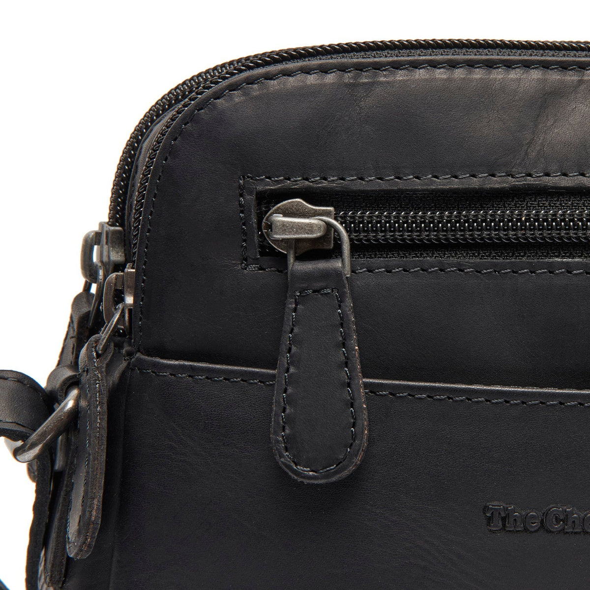 
Vionne Sac besace en cuir pleine fleur - Perspective arrière montrant les bretelles en cuir renforcées