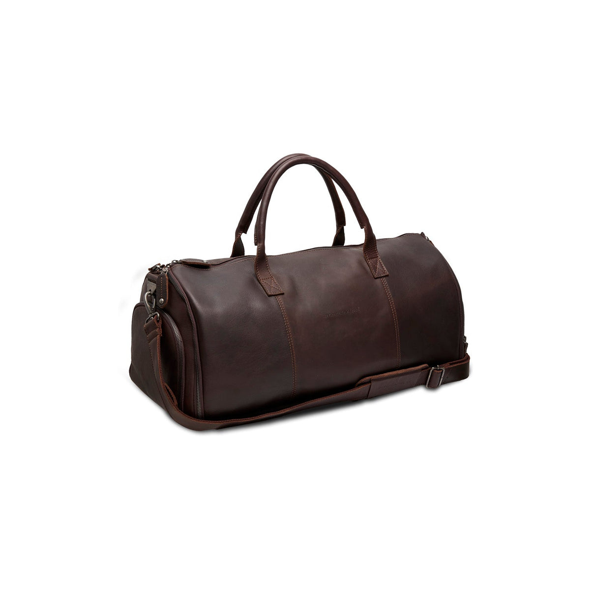 Styled Fit Perspective of Leather Garment Bag Finlay pour Femme on Model - Natural Daylight Drape