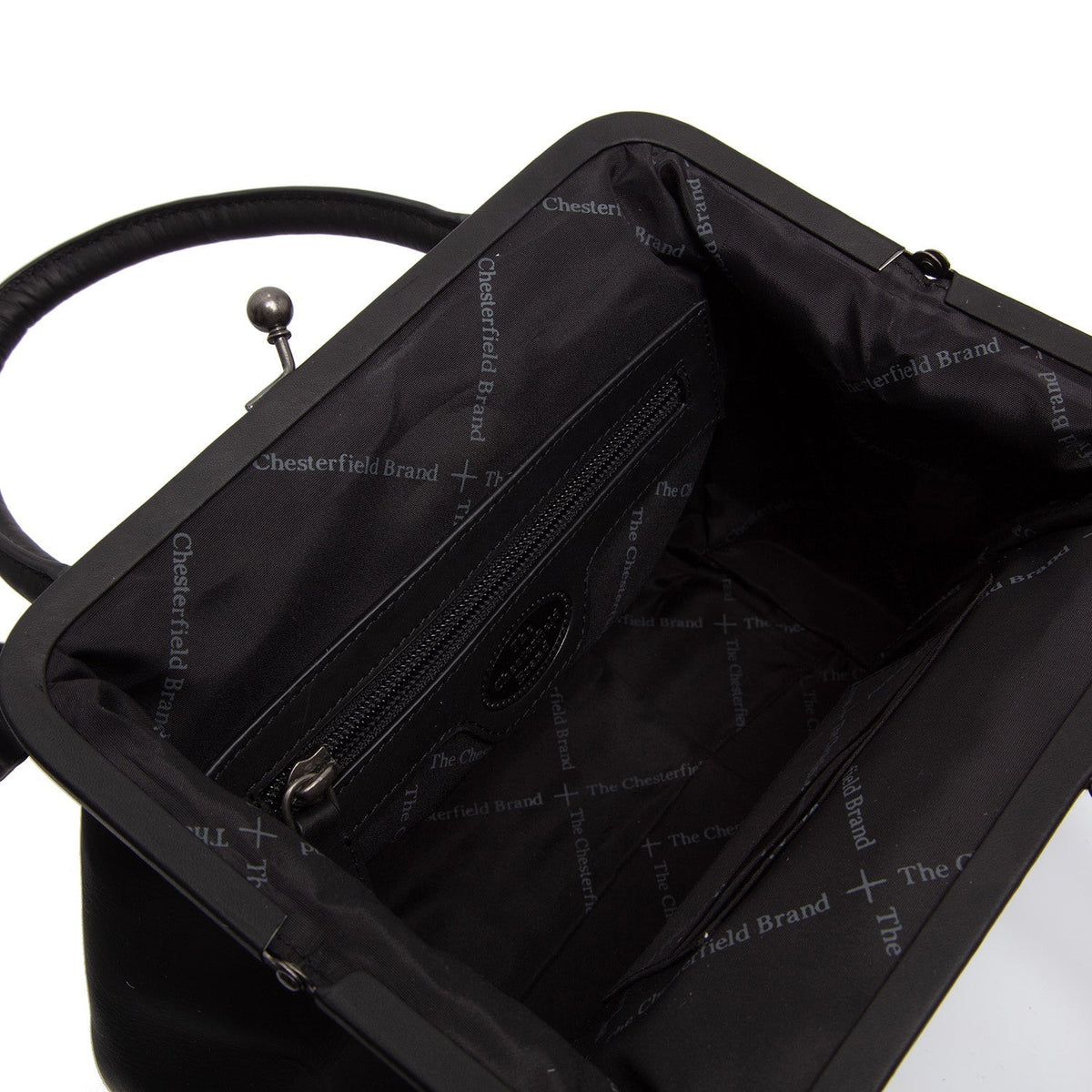 Vue détaillée of Classic Collar &amp; Heavy-Duty Zipper Hardware on Chili Full-Grain Leather Handbag pour Femme