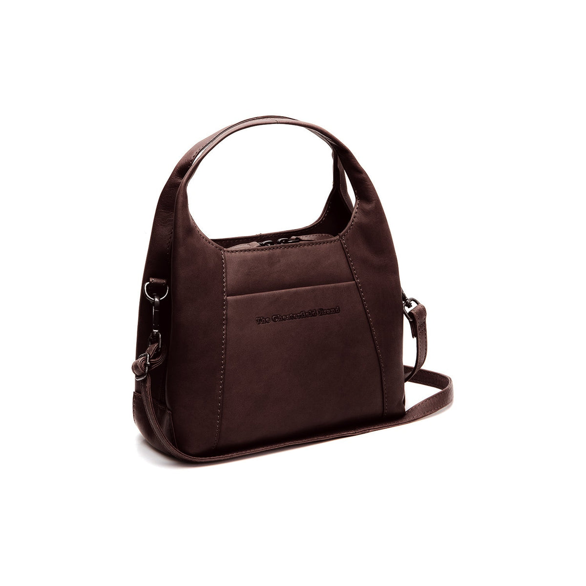 Tailored Rib Cuffs &amp; Hem Craftsmanship Construction Detail on Lunera Full-Grain Leather Handbag pour Femme