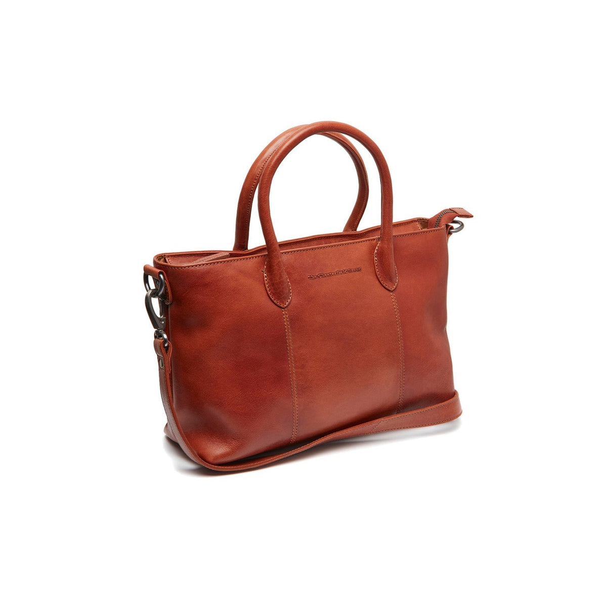 Tailored Rib Cuffs &amp; Hem Craftsmanship Construction Detail on Pergamino Full-Grain Leather Handbag pour Femme