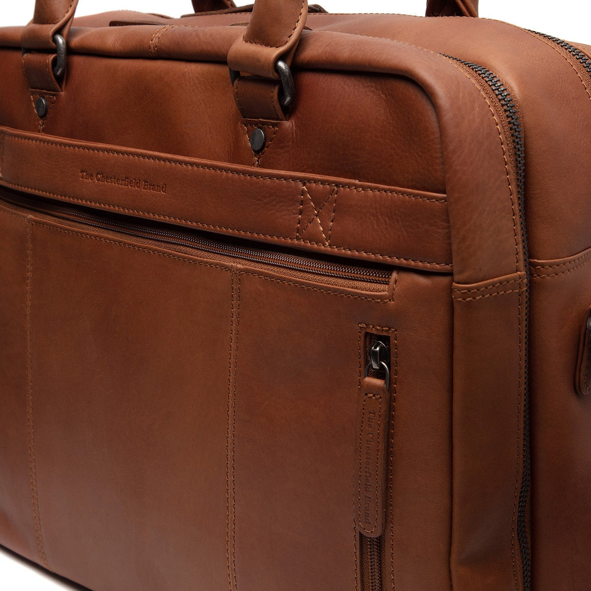 
Cognac Leather Laptop Bag Boston, detail view 1