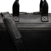 Solid Antique Brass Hardware &amp; Heavy-Duty Dual Zipper Detail on Levanto Full-Grain Leather Laptop Bag pour Femme