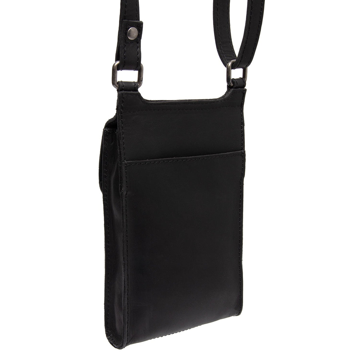 Tailored Rib Cuffs &amp; Hem Craftsmanship Construction Detail on Nebra Full-Grain Leather Phone Bag pour Femme