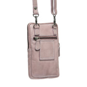 Tailored Rib Cuffs &amp; Hem Craftsmanship Construction Detail on Salta Full-Grain Leather Phone Bag pour Femme