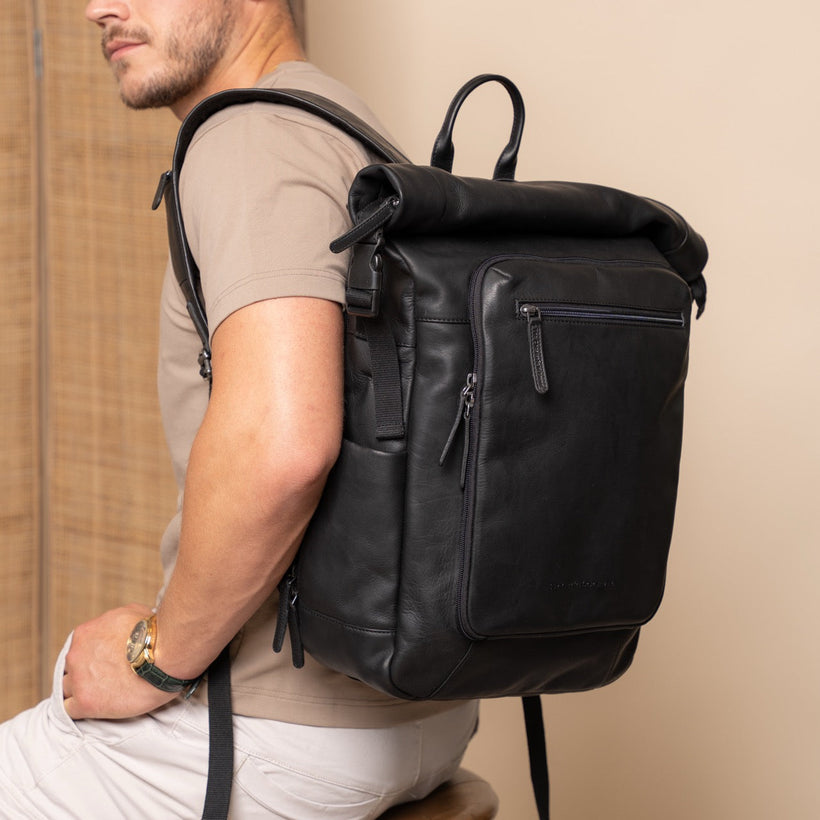 Remo Full-Grain Leather Roll-top Backpack pour Femme